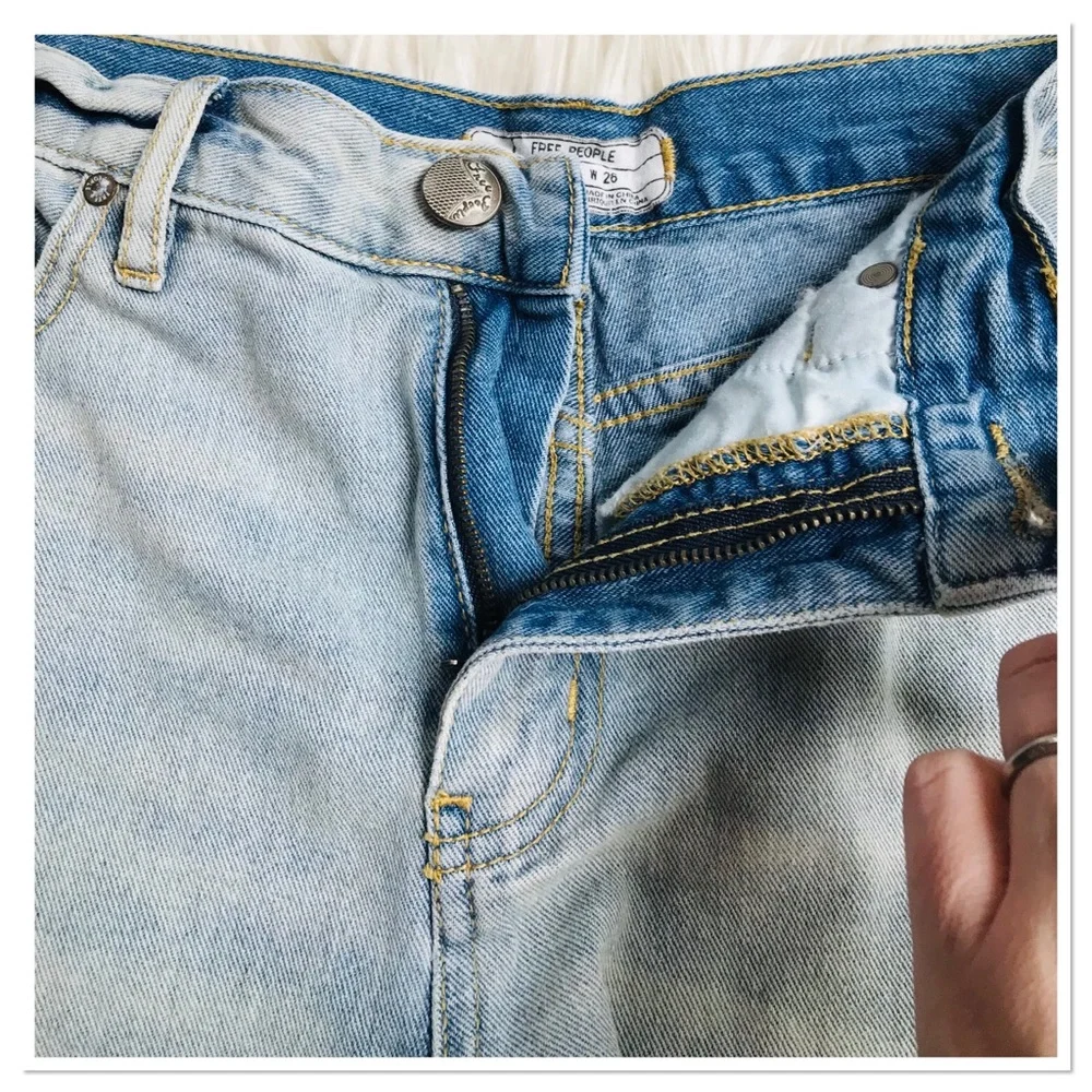 Free People Crochet Lace Hem Jean Shorts  Blue Size 26
